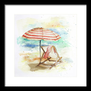 Umbrella On The Beach II Framed Print by Patricia Pinto