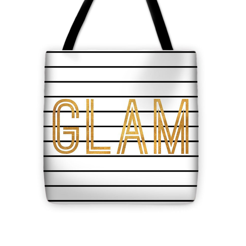 Glam Pinstripe Gold Tote Bag