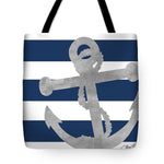 Silver Coastal On Blue Stripe I Tote Bag