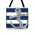 Silver Coastal On Blue Stripe I Tote Bag