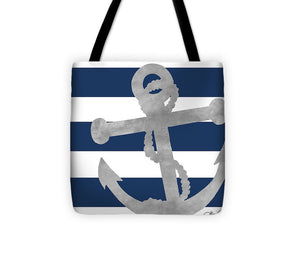 Silver Coastal On Blue Stripe I Tote Bag