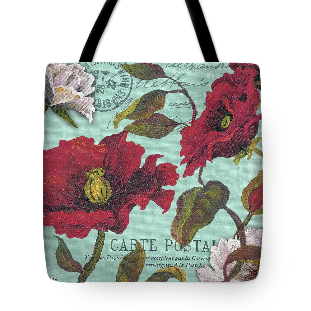 Paris Aqua Flowers I Tote Bag