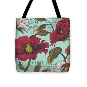 Paris Aqua Flowers I Tote Bag